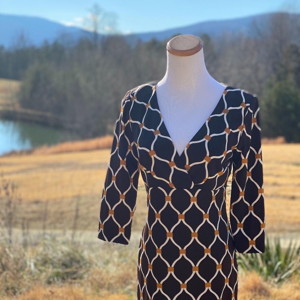 David Meister Sheath Career Dress - Brown - Sz 4